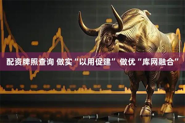 配资牌照查询 做实“以用促建” 做优“库网融合”