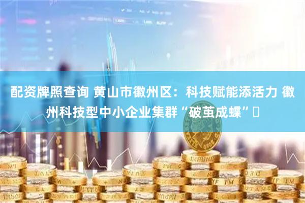 配资牌照查询 黄山市徽州区：科技赋能添活力 徽州科技型中小企业集群“破茧成蝶”​