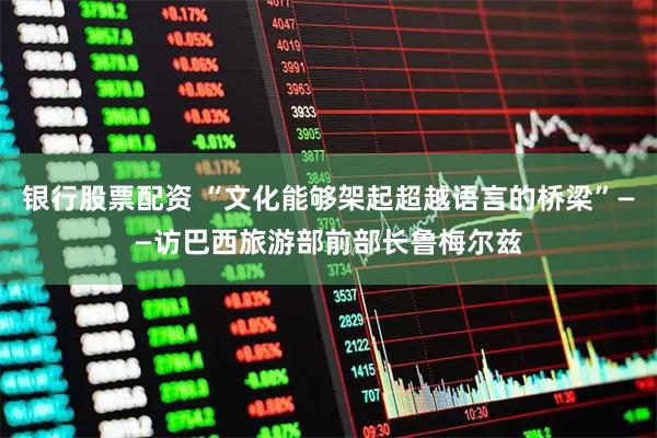 银行股票配资 “文化能够架起超越语言的桥梁”——访巴西旅游部前部长鲁梅尔兹